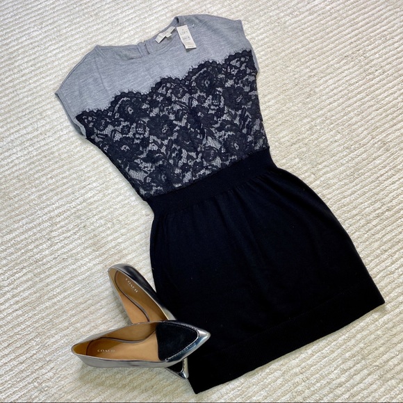 NWT Loft grey and black lace sweater dress - Picture 13 of 13